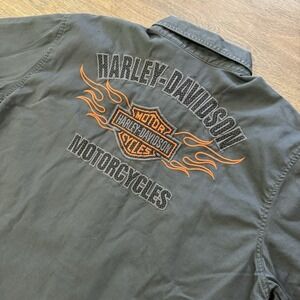 Harley Davidson Mechanics Shirt Gray Embroidered Spell Out Men's Sz XL